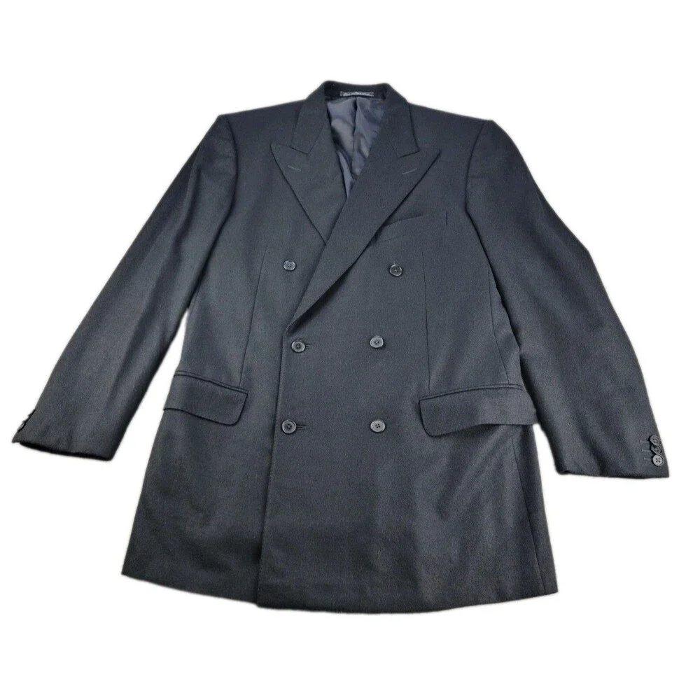Ermenegildo Zegna Taglio Exclusivo Sport Coat US 44L Men Black Wool/Cashmere DB